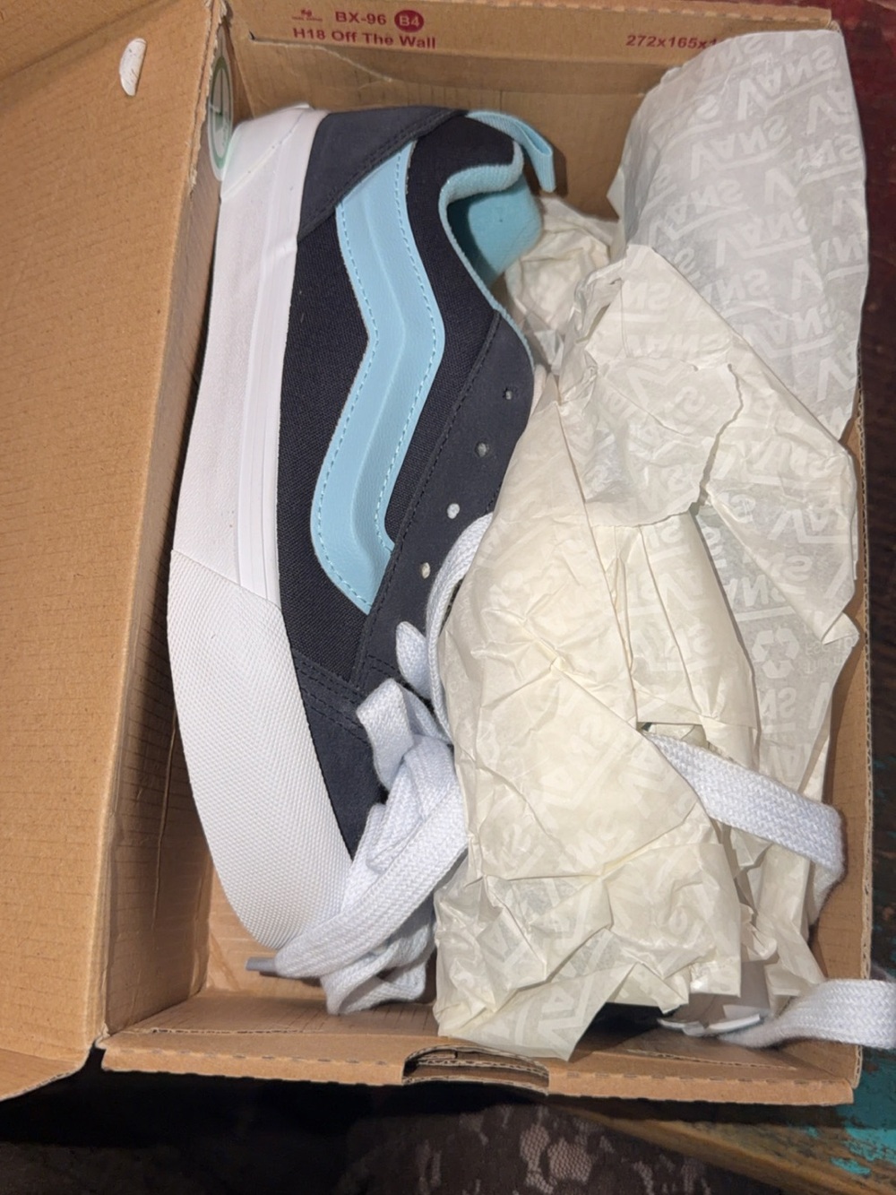 Vans Kids Old Skool Sneakers Black and Light Blue - Picture 3 of 3